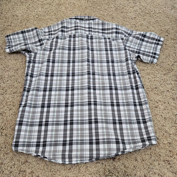 Columbia Sportswear Mens Medium White & Gray Checkered Button Down Top - Picture 2 of 6